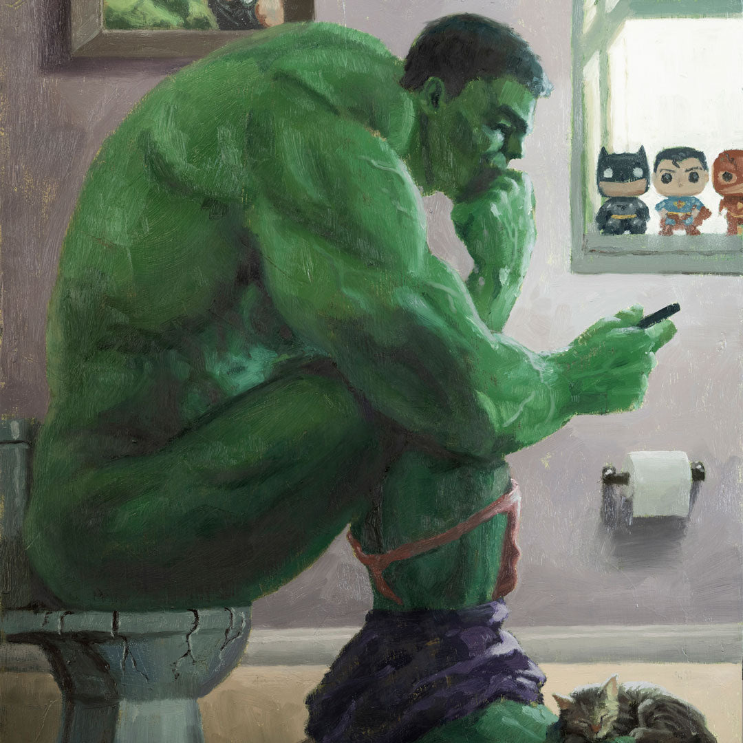 Hulk on toilet