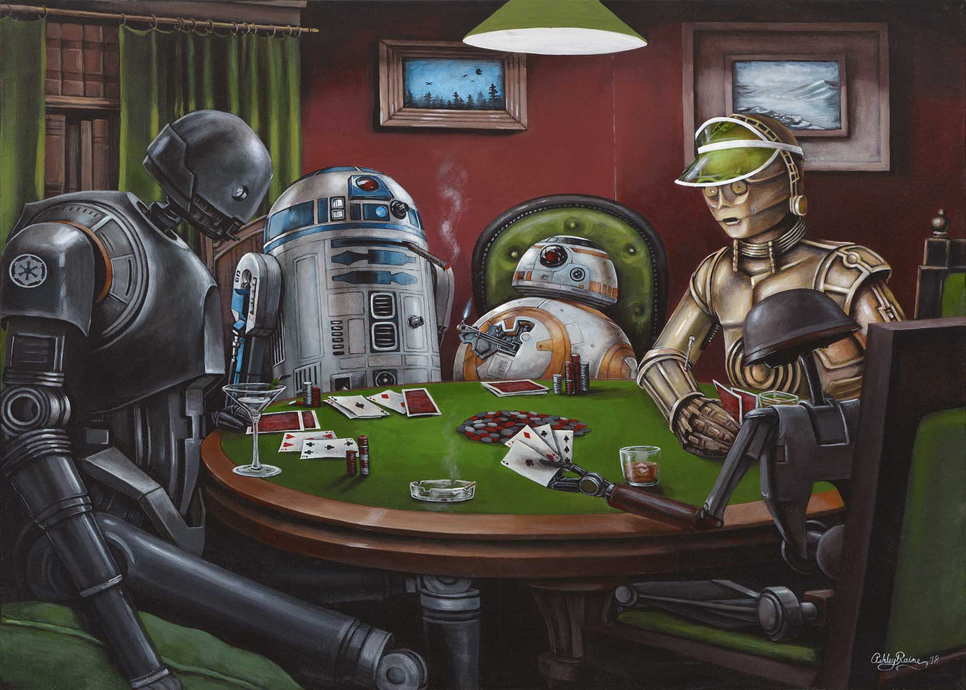 Poker Droids Original by Ashley Raine SOLD